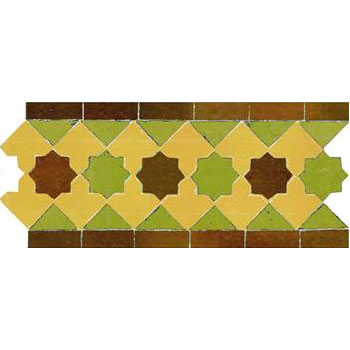 Mosaic House Moroccan tile Kmarshoun 19-5-18 Brown Lime Green Yellow  zellige, mosaic, zellij, border, glaze, stars, traditonal, star 